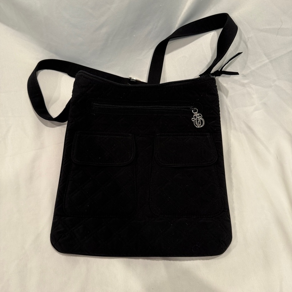 Vera Bradley Black Micro Fiber Hipster Crossbody